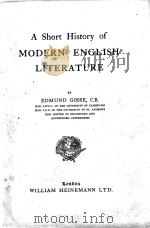 A Short History of MODERN ENGLISH LITERATURE 1925 PDF电子版封面