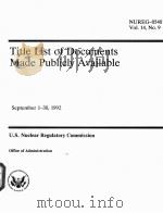 TITLE LIST OF DOCUMENTS MADE PUBLICLY AVAILABLE NUREG-0540 VOL.14 NO.9 PDF电子版封面