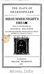 THE PLAYS OF SHAKESPEARE MIDSUMMER-NIGHT‘S DREAM 1921 PDF电子版封面