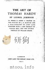THE ART OF THOMAS HARDY 1923 PDF电子版封面