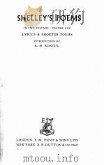 Shelley‘s Poems IN TWO VOLUMES VOLUME ONE（1953 PDF版）