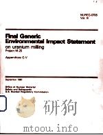FINAL GENERIC ENVIRONMENTAL IMPACT STATEMENT ON URANIUM MILLING PROJECTM-25 NUREG-0706 VOL.3 PDF电子版封面