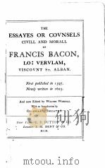 THE ESSAYES OR COVNSELS OF FRANCIS BACON 1625 PDF电子版封面