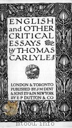 ENGLISH AND OTHER CRITICAL ESSAYS（1929 PDF版）