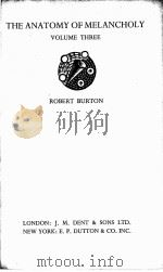 THE ANATOMY OF MELANCHOLY VOLUME THREE（1932 PDF版）
