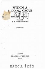 WITHIN A BUDDING GROVE PART TWO VOLUME ONE（1924 PDF版）