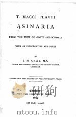 T.MACCI PLAVTI ASINARIA 1894 PDF电子版封面 J.H.GRAY