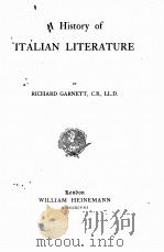 A HISTORY OF ITALIAN LITERATURE PDF电子版封面