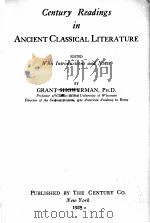 CENTURY READINGS IN ANCIENT CLASSICAL LITERATURE（1925 PDF版）