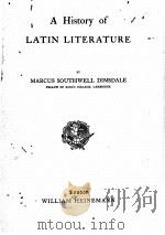 A HISTORY OF LATIN LITERATURE 1915 PDF电子版封面