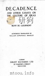 DECADENCE AND OTHER ESSAYS ON THE CULTURE OF IDEAS 1921 PDF电子版封面