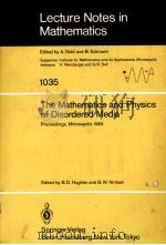 THE MATHEMATICS AND PHYSICS OF DISORDERED MEDIA：PERCOLATION，RANDOM WALK，MODELING，AND SIMULATION（1983 PDF版）