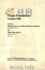 PHASE TRANSITIONS CARGESE 1980 PDF电子版封面 0306408252 MAURICE LEVY AND JEAN-CLAUDE L
