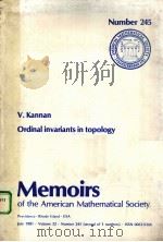 ORDINAL INVARIANTS IN TOPOLOGY 1981 PDF电子版封面 0821822454 V.KANNAN