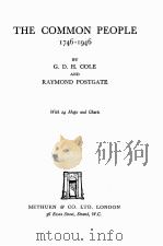 THE COMMON PEOPLE 1746-1946 PDF电子版封面 G.D.H.COLE AND RAYMOND POSTGAT