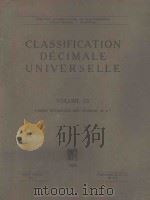 CLASSIFICATION DECIMALE UNIVERSELLE VOLUME Ⅲ PDF电子版封面