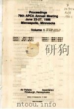 PROCEEDINGS 79TH APCA ANNUAL MEETING JUNE 23-27，1986 SAN FRANCISCO，CALIFORNIA   VOLUME 1（1986 PDF版）