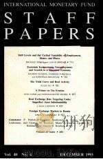 INTERNATIONAL MONEY FUND STAFF PAPERS 1993 PDF电子版封面