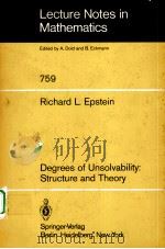 DEGREES OF UNSOLVABILITY:STRUCTURE AND THEORY 1979 PDF电子版封面 3540097104
