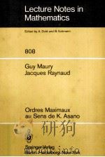 ORDRES MAXIMAUX AU SENS DE K.ASANO 1980 PDF电子版封面 3540100164