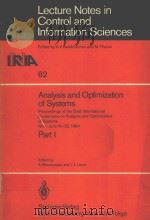ANALYSIS AND OPTIMIZATION OF SYSTEMS  PART 1（1984 PDF版）