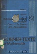 OPTIMALITY CONDITIONS FOR PARABOLIC CONTROL PROBLEMS AND APPLICATIONS PDF电子版封面