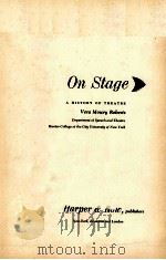 ON TAGE:A HISTORY OF THEATRE PDF电子版封面