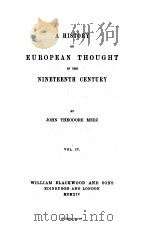 A HISTORY OF EUROPEAN THOUGHT IN THE NINETEENTH CENTURY VOL.Ⅳ PDF电子版封面