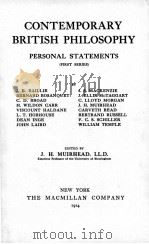 CONTEMPORARY BRITISH PHILOSOPHY（1924 PDF版）