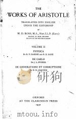 THE WORKS OF ARISTOTLE VOLUME Ⅱ（1930 PDF版）