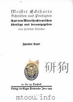 MEISTER ECKEHARTS SCHRIFTEN UND PREDIGTEN ZWEITER BAND 1923 PDF电子版封面