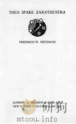 THUS SPAKE ZARATHUSTRA 1933 PDF电子版封面