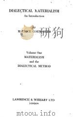 DIALECTICAL MATERIALISM VOLUME ONE 1955 PDF电子版封面