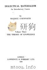 DIALECTICAL MATERIALISM VOLUME THREE（1954 PDF版）