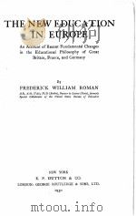 THE NEW EDUCATION IN EUROPE 1930 PDF电子版封面