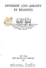 INTEREST AND ABILITY IN READING（1931 PDF版）