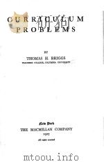 CURRICULUM PROBLEMS 1927 PDF电子版封面 THOMAS H.BRIGGS