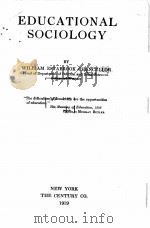 EDUCATIONAL SOCIOLOGY 1919 PDF电子版封面