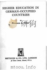HIGHER EDUCATION IN GERMAN-OCCUPIED COUNTRIES（1945 PDF版）