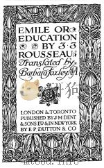 EMILE OR EDUCATION 1925 PDF电子版封面
