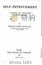 SELF-IMPROVEMENT:A STUDY OF CRITICISM FOR TEACHERS（1927 PDF版）