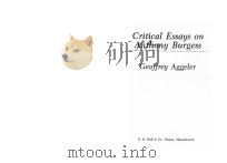 CRITICAL ESSAYS ON ANTHONY BURGESS 1986 PDF电子版封面 0816187576