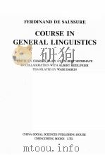 FERDINAD DE SAUSSURE COURSE IN CENERAL LINGUISTICS PDF电子版封面