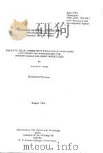 ANALYTIC SELF-CONSISTENT FIELD WAVE FUNCTIONS AND COMPUTED PROPERTIES FOR HOMONUCLEAR DIATOMIC MOLEC（1964 PDF版）