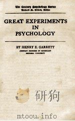 GREAT EXPERIMENTS INPSYCHOLOGY 1930 PDF电子版封面