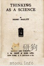 THINKING AS SCIENCE PDF电子版封面 HENRY HAZLITT