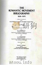 THE ROMANTIC MOVEMENT BIBLIOGRAPHY 1936-1970 VOLUME III 1955-1959 1973 PDF电子版封面
