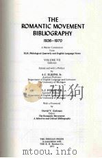 THE ROMANTIC MOVEMENT BIBLIOGRAPHY 1936-1970 VOLUME VII Indexes 1973 PDF电子版封面