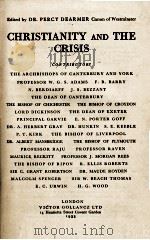 CHRISTIANITY AND THE CRISIS 1933 PDF电子版封面