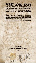 WEST AND EAST 1920 PDF电子版封面